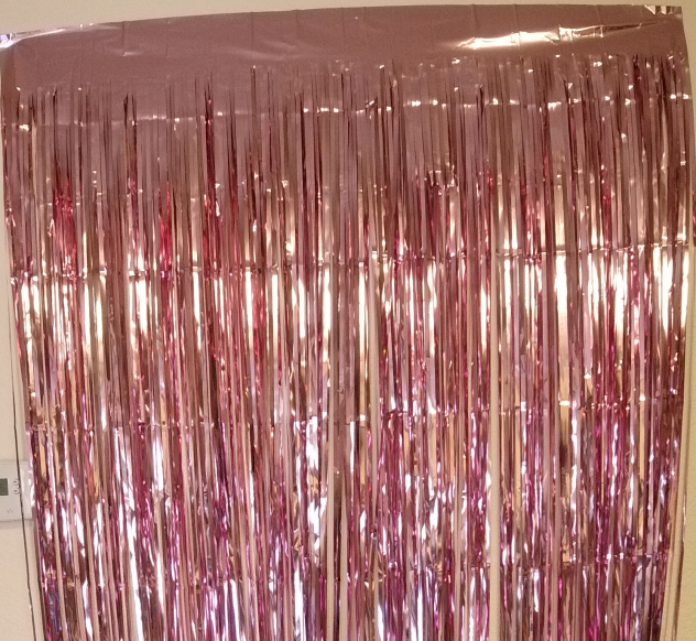 pink foil curtain